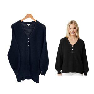 American Eagle Sweater Women Medium Black Lightweight Knit Oversized Baggy